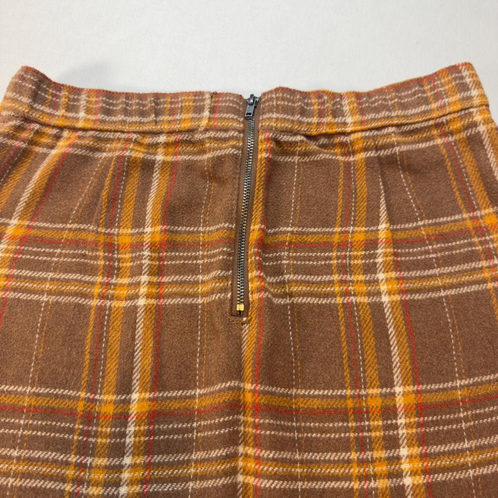 Tinseltown Brown Plaid Mini Skirt EUC Slit Womens M Preppy Retro 90s VTG Style - Picture 4 of 9